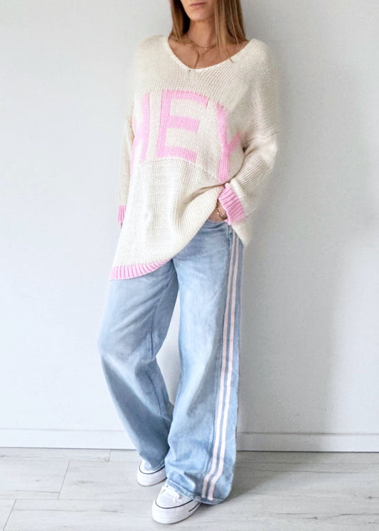Pink stripe wide leg Jeans