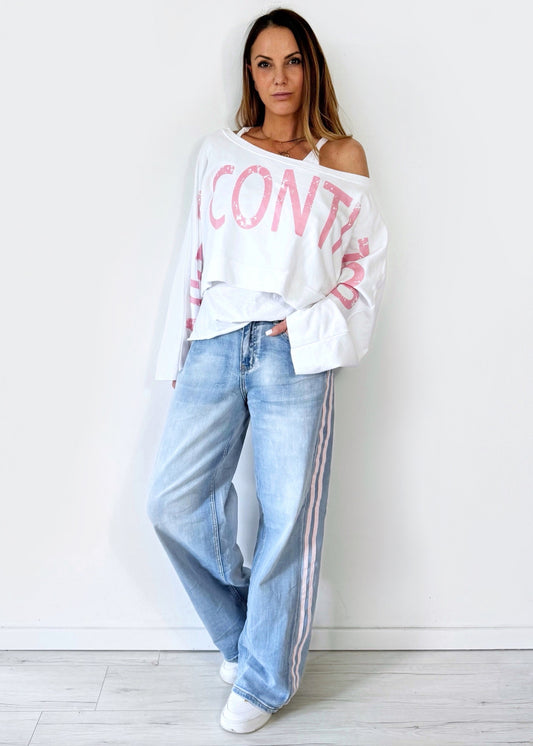 Pink stripe wide leg Jeans