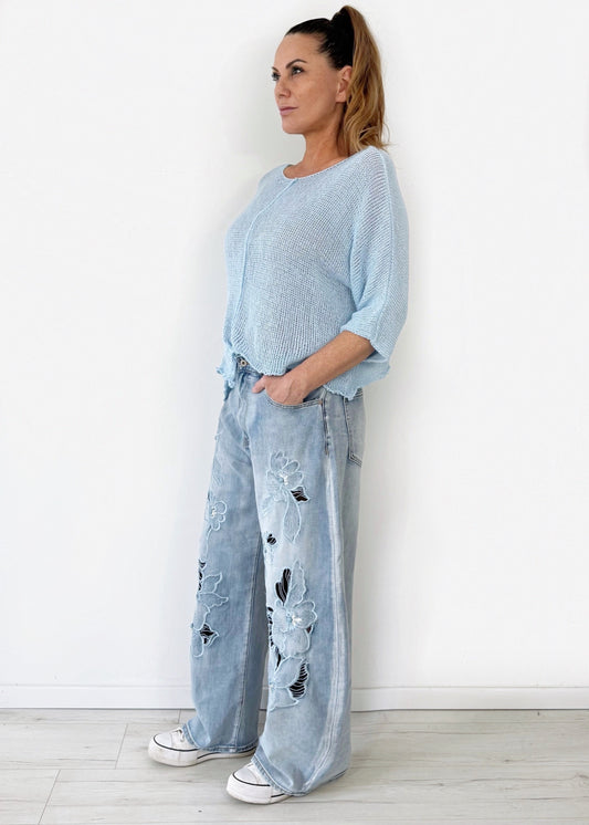 Wide leg Flower Jeans