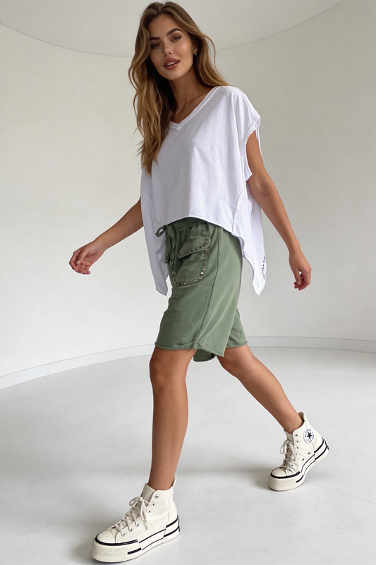 Baumwoll-Shorts mit Nieten-Details