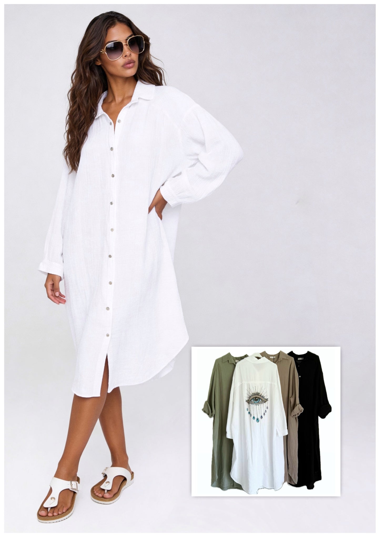 Mystic Eye Musselin Hemdkleid