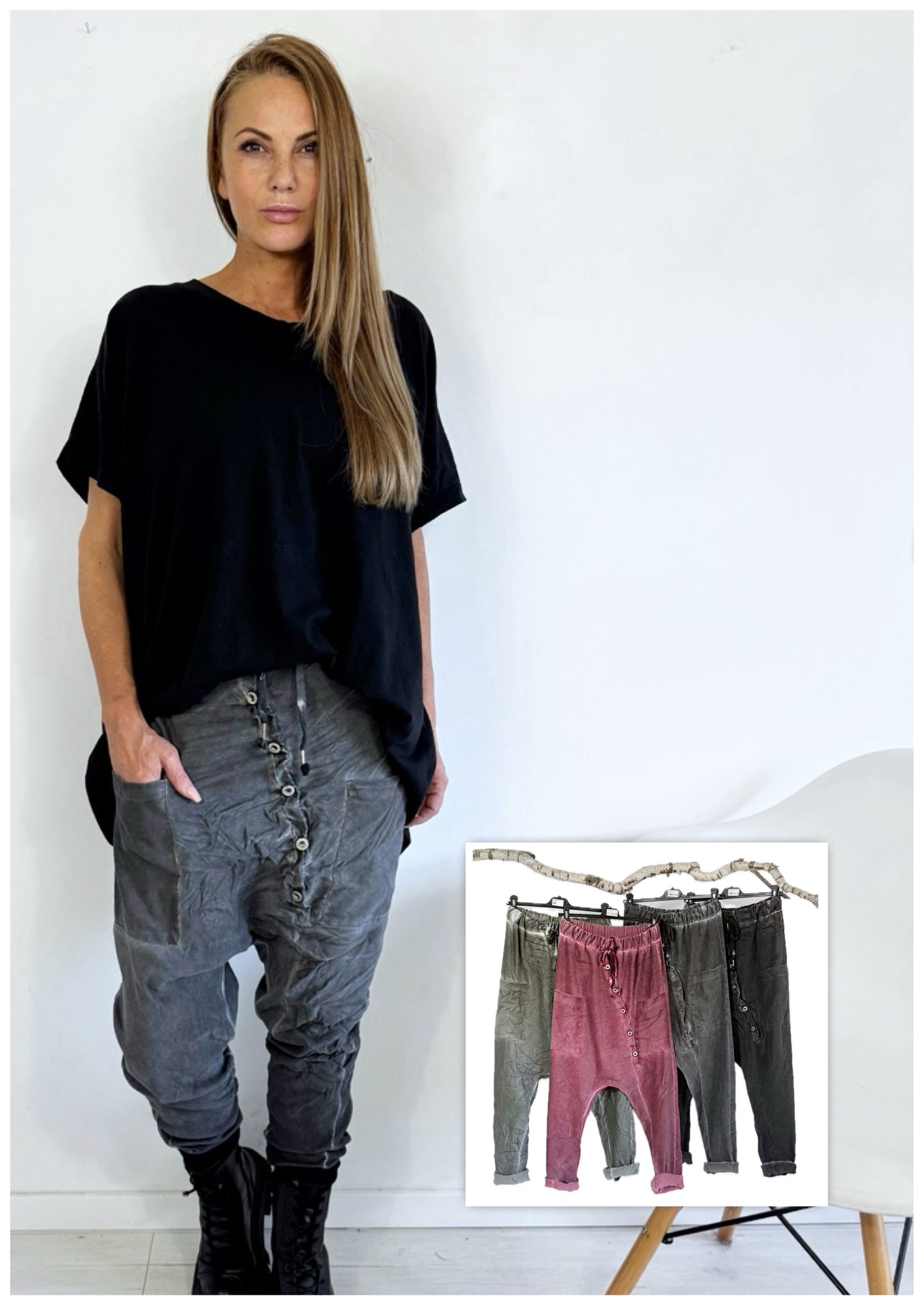 Baggy aus Wildlederimitat