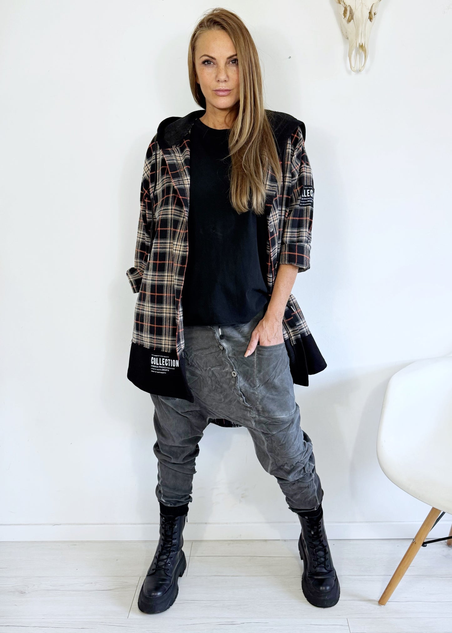 Langes Holzfäller Hemd mit Kapuze