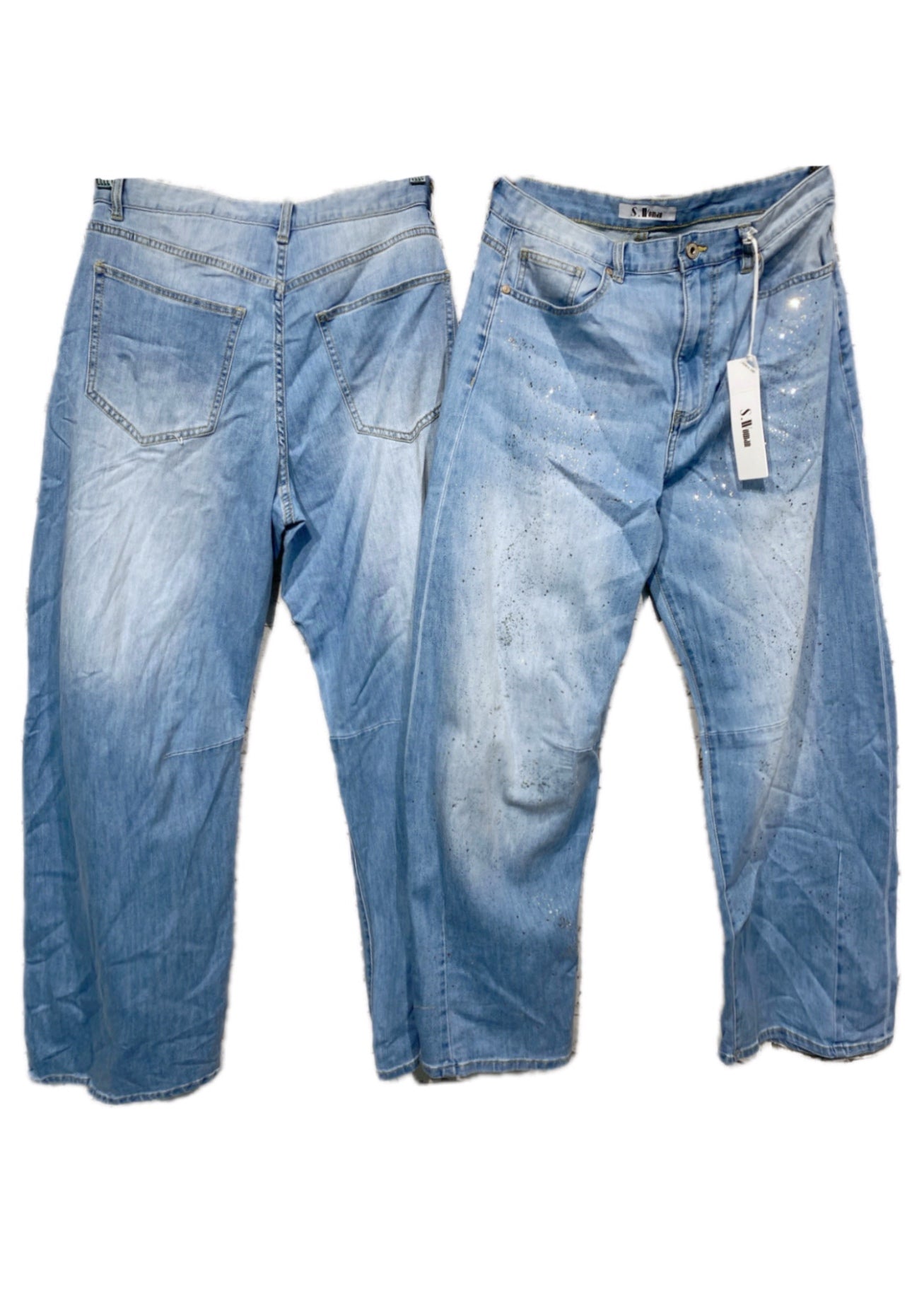 Lange wide leg Glitzer Jeans