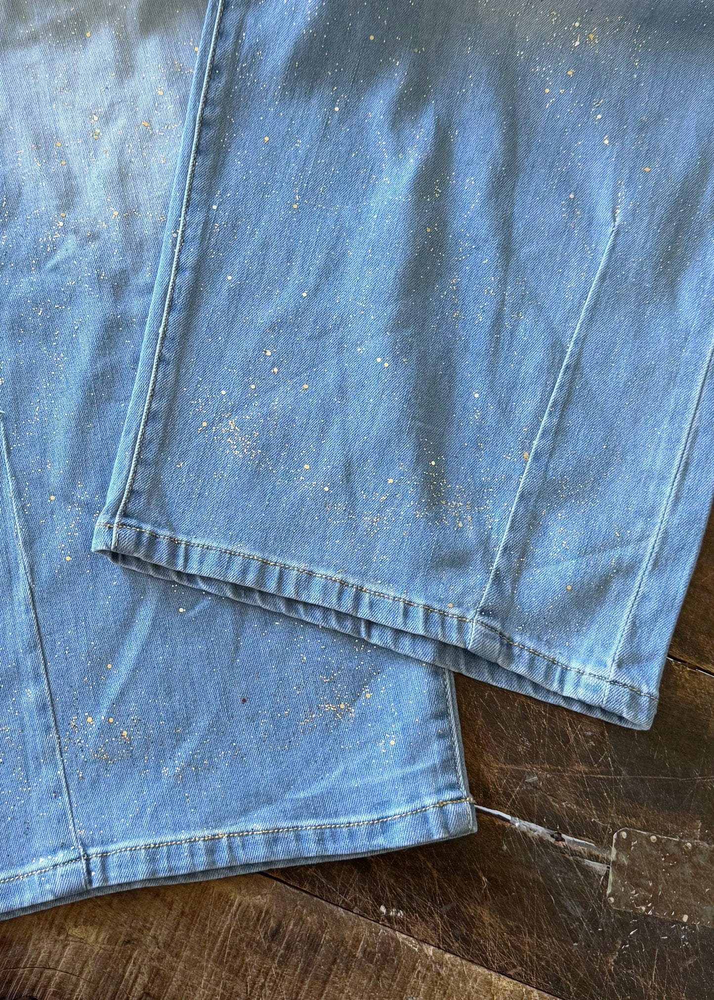 Lange wide leg Glitzer Jeans