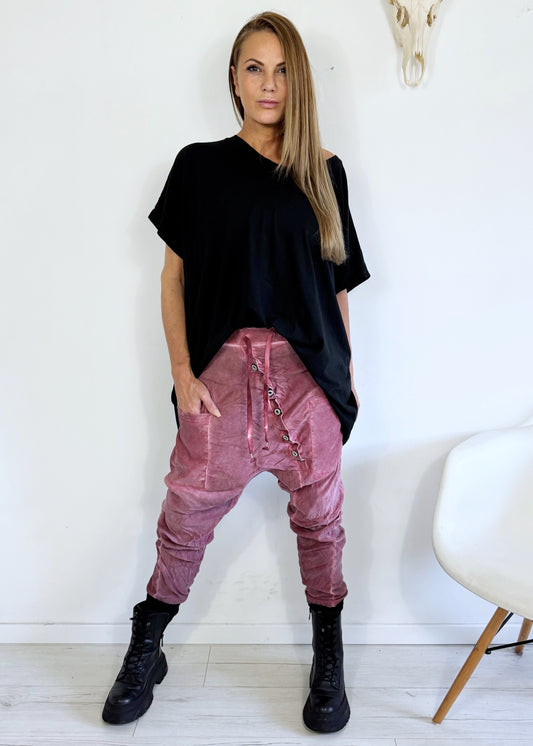 Baggy aus Wildlederimitat