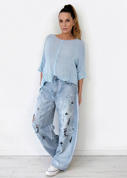 Wide leg Flower Jeans