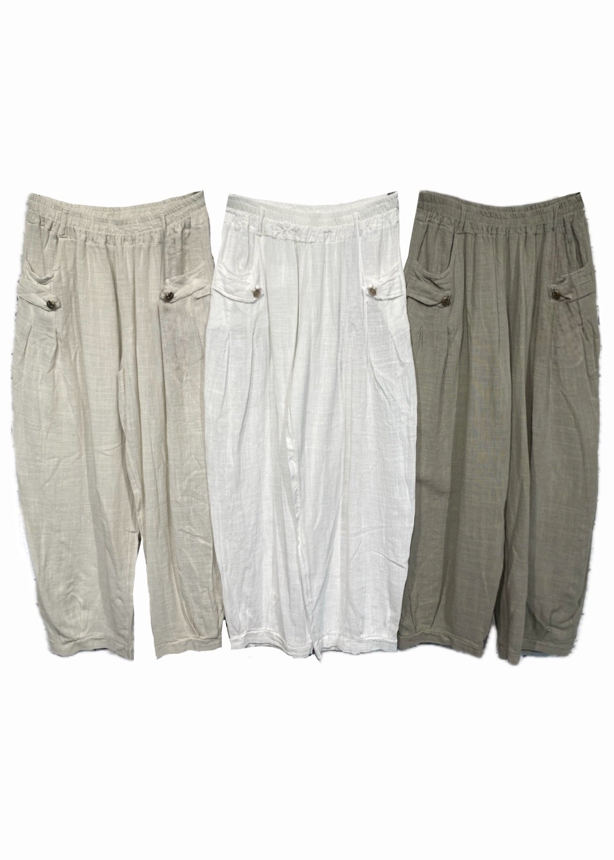 Baumwollhose mit Leinen-Webstruktur