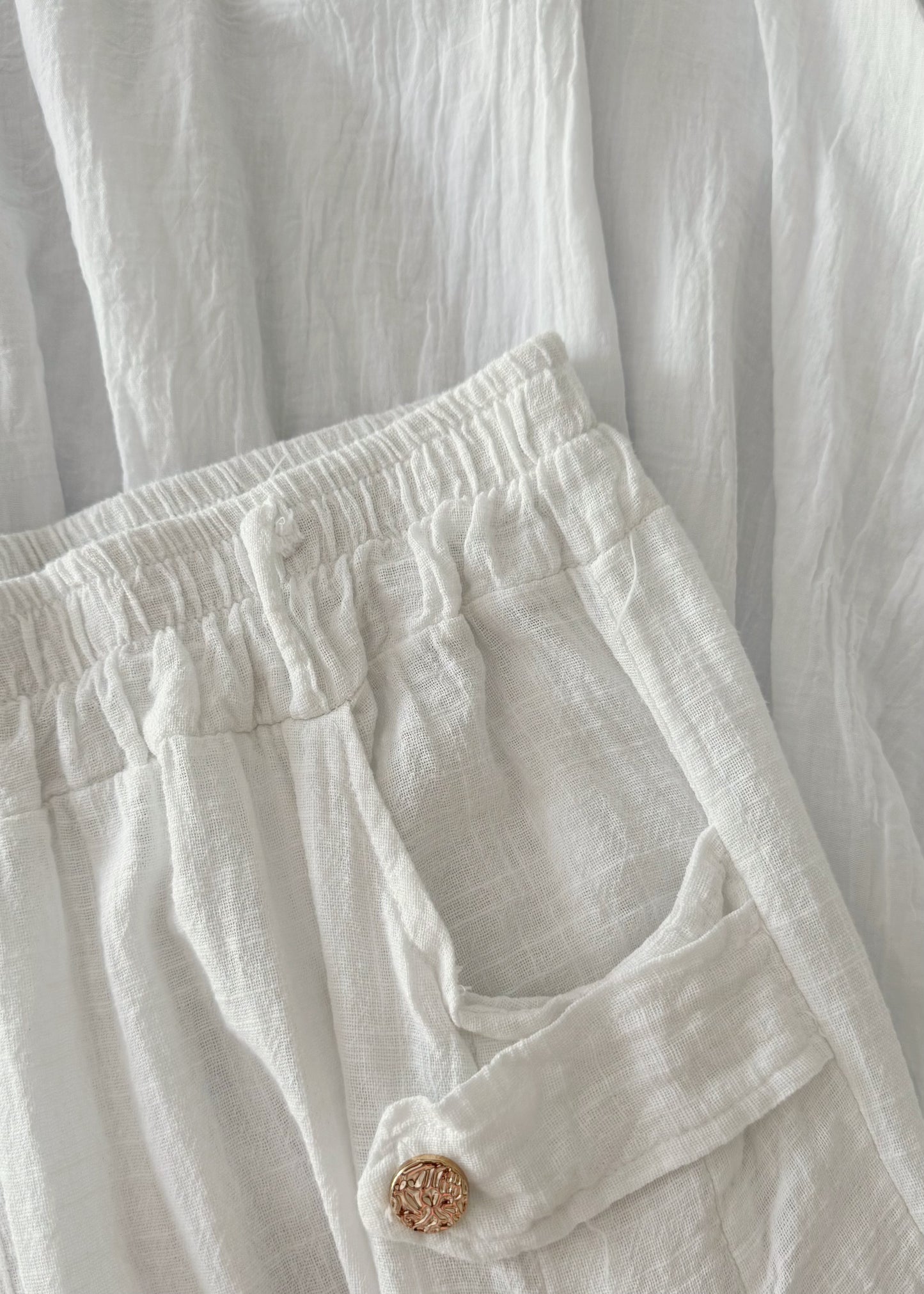 Baumwollhose mit Leinen-Webstruktur