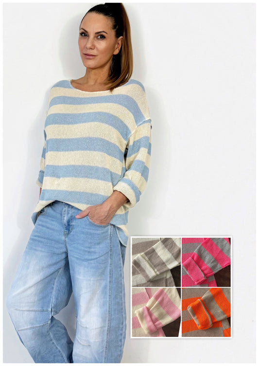 Gestreifter Feinstrickpulli