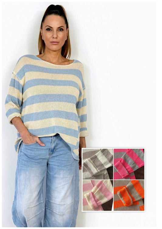 Gestreifter Feinstrickpulli