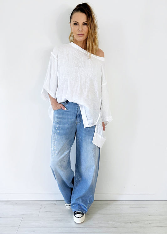 Lange wide leg Konfetti Jeans