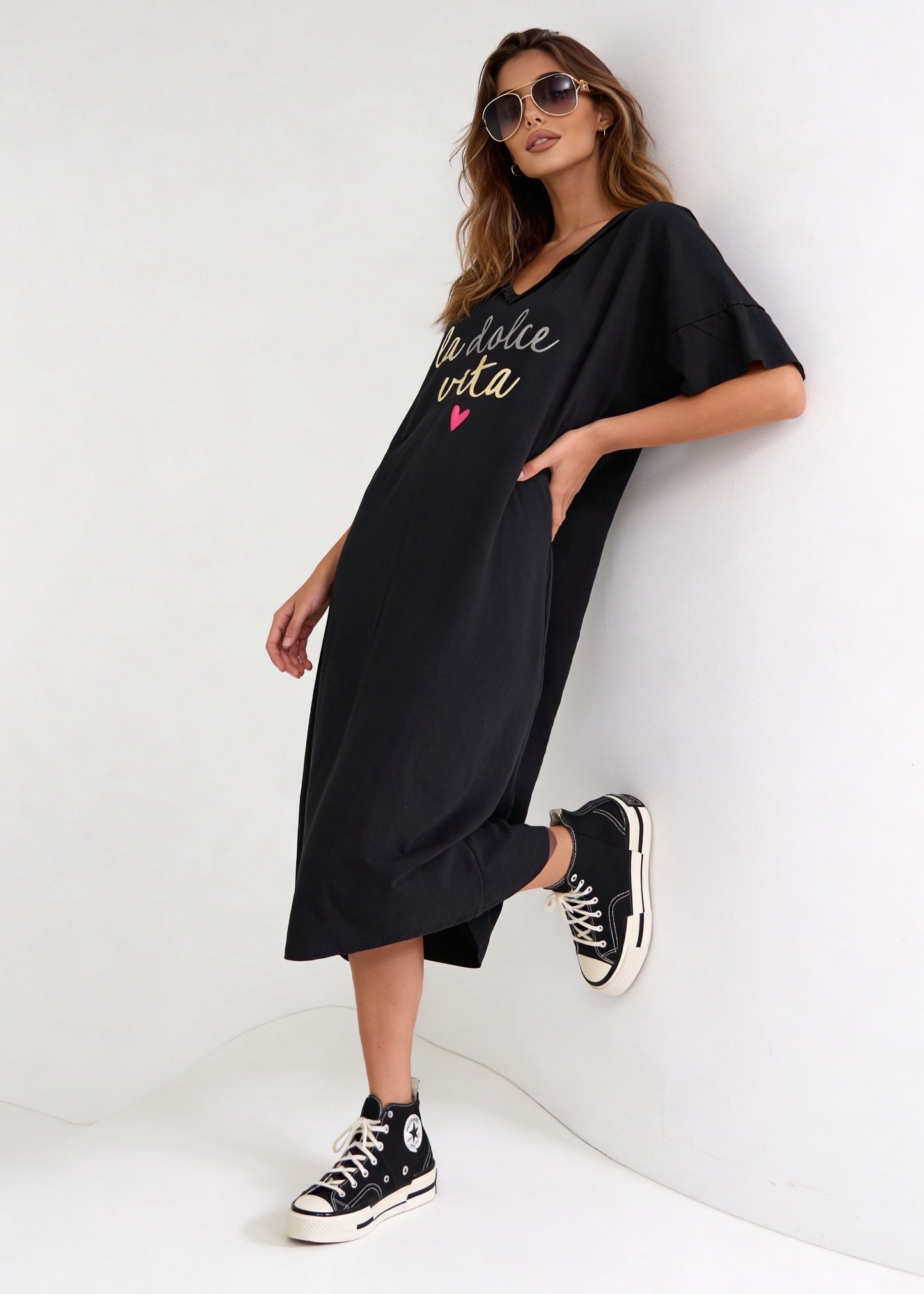 La Dolce Vita Shirtkleid mit Seitentaschen